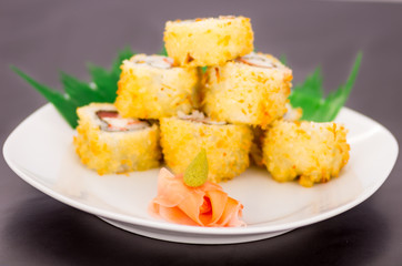 Closeup shots of delicious sushi rolls