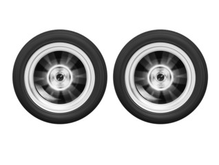 two wheel spinning isolated on white background