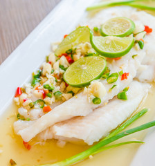 Steamed basa fish