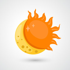 moon with sun icon vector