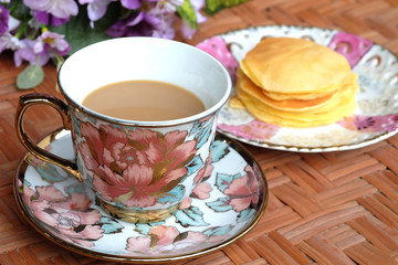 Coffee with homemade pancake