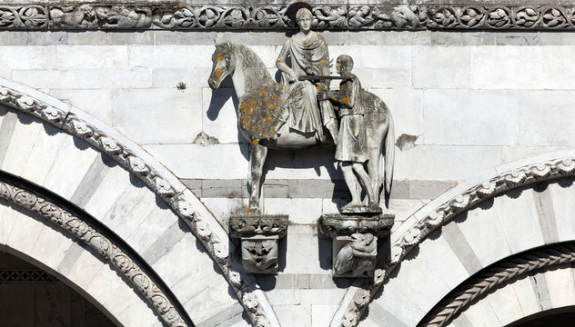 Statue of St. Martin sharing his cloak with a beggar