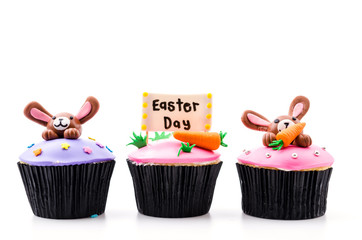 Easter cupcakes isolated white background