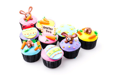 Easter cupcakes isolated white background