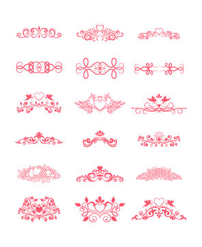Pink Decorative Vector Curly Elements