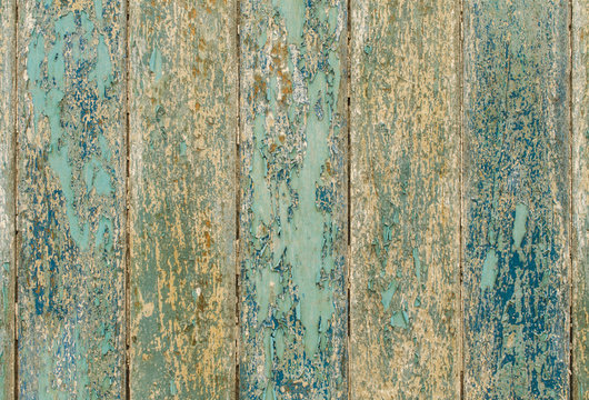 wooden planks texture with cracked color paint for background © CasanoWa Stutio