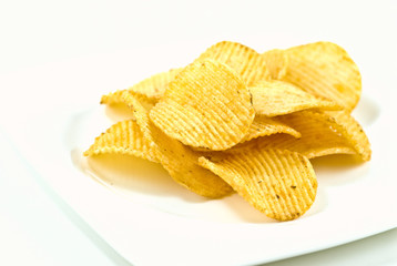 potato chips isolated on white background