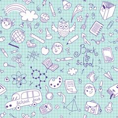 Back to school. Vector seamless pattern.