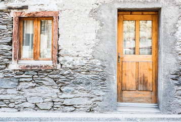 Fototapeta na wymiar Door and Window on cement wall