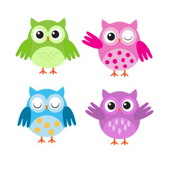 Colorful vector owls