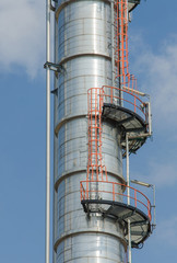 Industrial zone, Steel pipelines and cables in factory