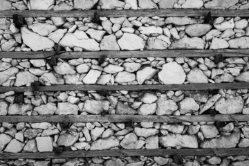 Stone wall. Background. Black and white
