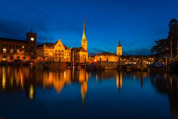 Fototapeta na wymiar Cityscape of Clock Tower in Zurich, Switzerland