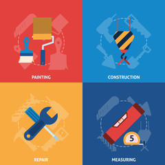 Home repair tools icons composition