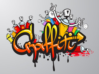 Fototapeta na wymiar Graffiti characters print