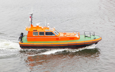 Rescue boat in the water