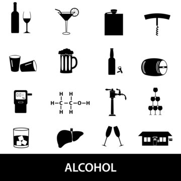 alcohol icons set eps10