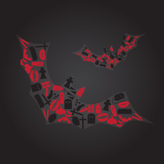vampire icons in dark bat shape eps10