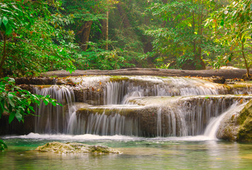Waterfall in Deep forest at Erawan waterfall National Park