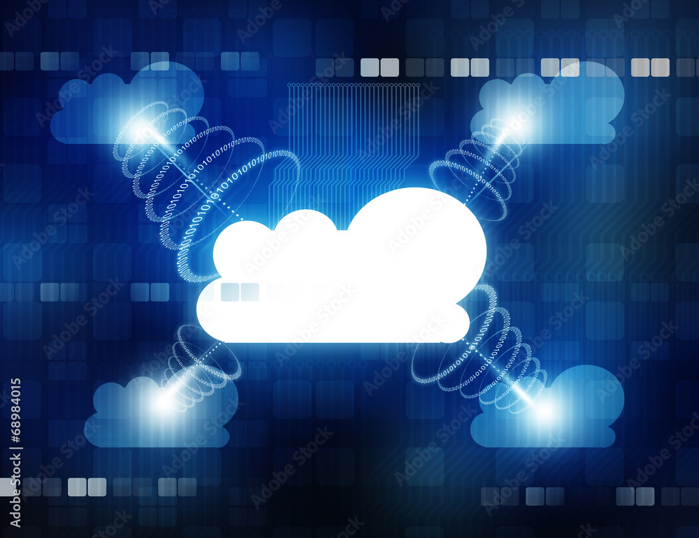 Poster cloud computing technology abstract blue background .