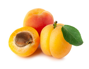 Apricots isolated on white background