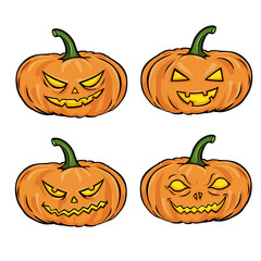 Vector Set of Cartoon Halloween Pumpkins