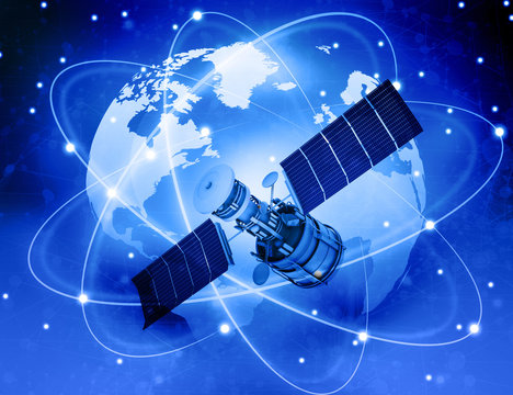 Satellites connection and  earth  background