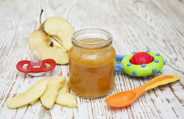 Apples puree in jar