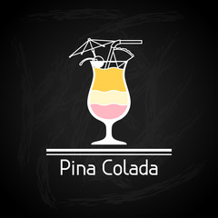 Illustration with glass of mojito for menu cover.