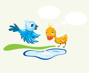 Bird and duck cartoon, art vector design