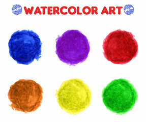 Colorful watercolor paint circles vector isolated