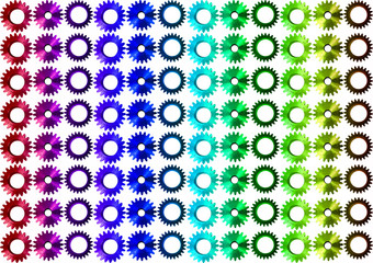 Set of gear colourful wheels isolated on white background