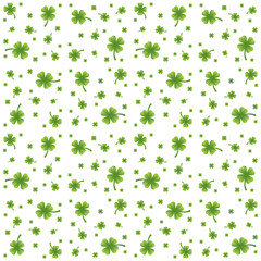 Seamless pattern with clovers (four-leaves, shamrocks)