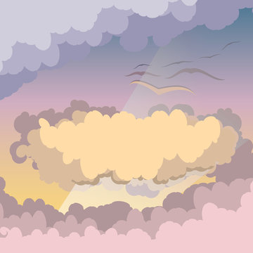 Cloud scape with seaguls