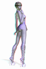 Girl for red-cyan glasses