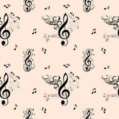 Seamless Pattern of Music Notes