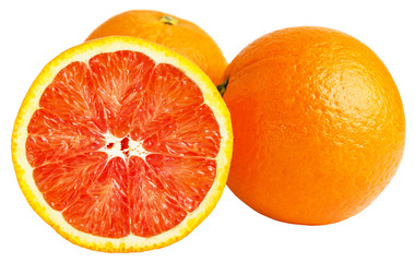 Sicilian oranges isolated on white