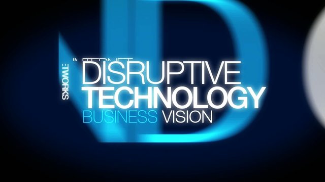 Disruptive technology innovation revolution word tag cloud video