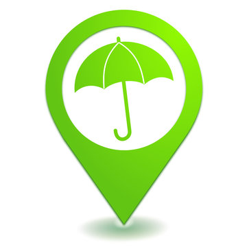 parapluie sur symbole localisation vert