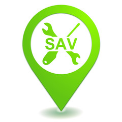 service après vente sur symbole localisation vert