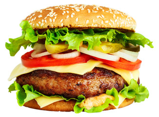 Big burger isolated on white
