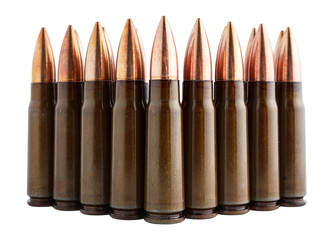 Rifle cartridges isolated on white