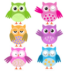 Colorful vector owls