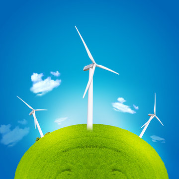 windmill and green globe