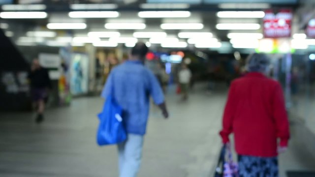 commuter people - in the subway - timelapse - blurred shot