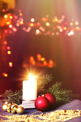 Candle and Christmas moody atmosphere