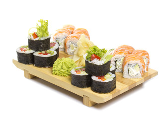 Sushi roll made dish on a gete isolated
