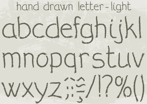 Light version of a hand drawn alphabet