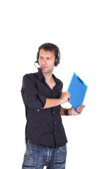 Assistant keeping his documents