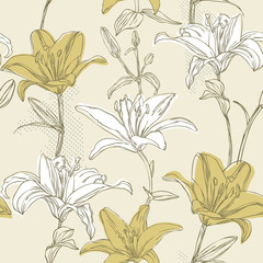 floral seamless pattern with lily